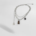 Layered Charm Chain Necklace - Silver