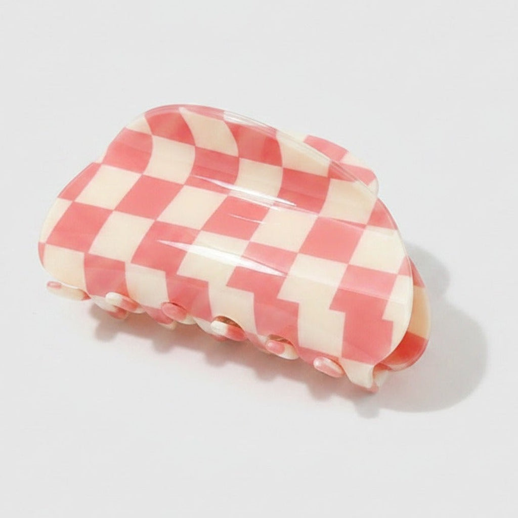 Hair Claws - Pink Grid 8.5cm – hair accessories (view 1)