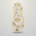 White Floral Pattern Summer Beach Flip Flops – apparel accessories (view 1)