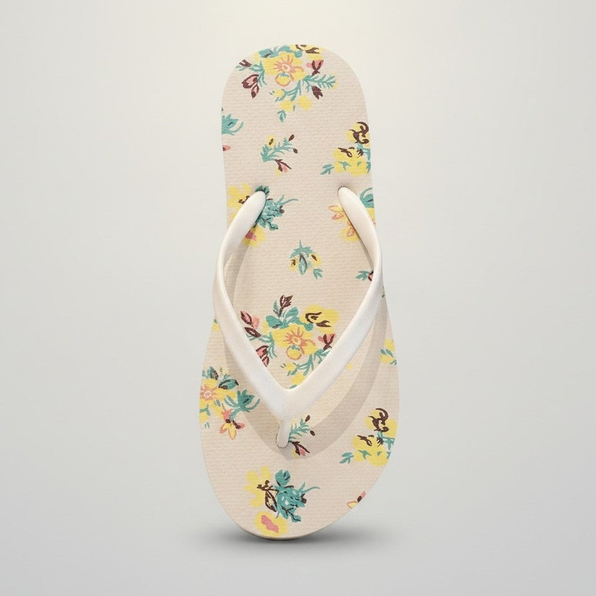 White Floral Pattern Summer Beach Flip Flops – apparel accessories (view 1)