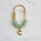 Beaded Initial Bag Charm - Sage Bead