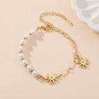 Pearl & Celestial Star Bracelet - Gold