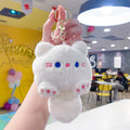 Cute Round Cat Plush Keychain Wedding Gift Toy - White
