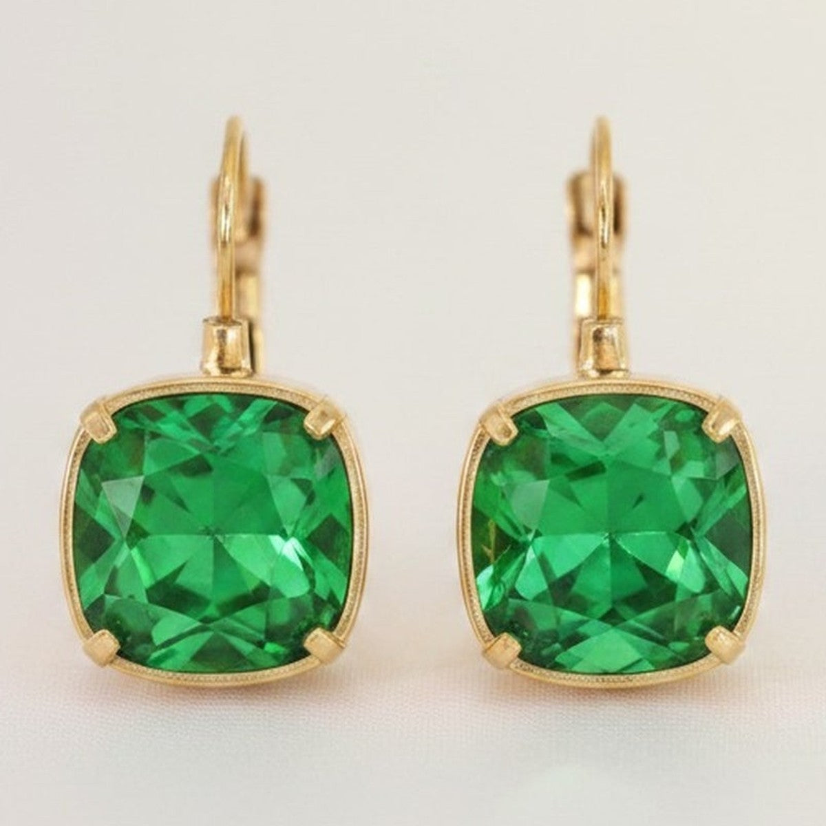 Elegant Square Crystal Dangle Leverback Earrings – jewelry (view 1)