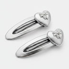 Silver Heart Bow Hair Clips Set – hair accessories (view 1)