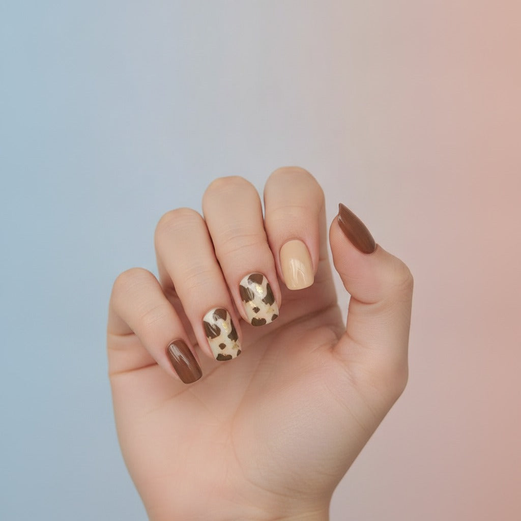 Leopard Print Nail Set - Chocolate Leopard
