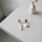 Baroque Pearl Statement Dangles - Gold Coin