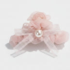 Pearl Beaded Bow Hair Claw Clip - Pink – hair accessories (view 1)