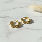 Bamboo Textured Mini Hoop Earrings - Gold