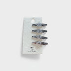 Gemstone Heart Claw Hair Clip Set Silver Flower