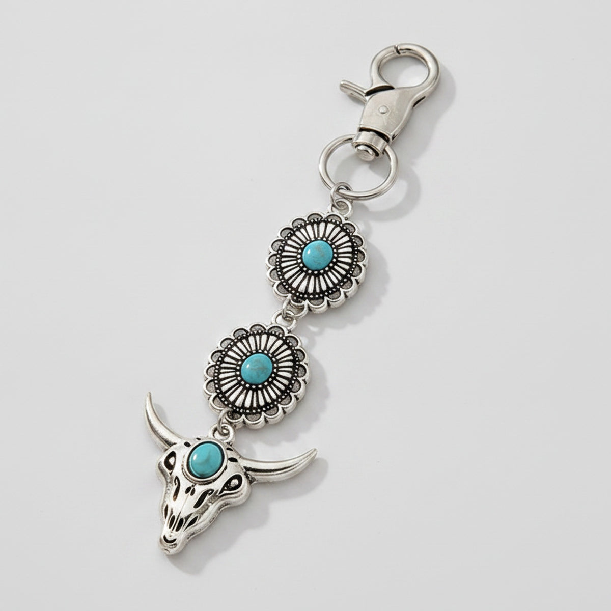 Turquoise Concho Charm Keychain - Type 2