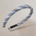 Blue Gingham Pearl Padded Headband – hair accessories (view 1)