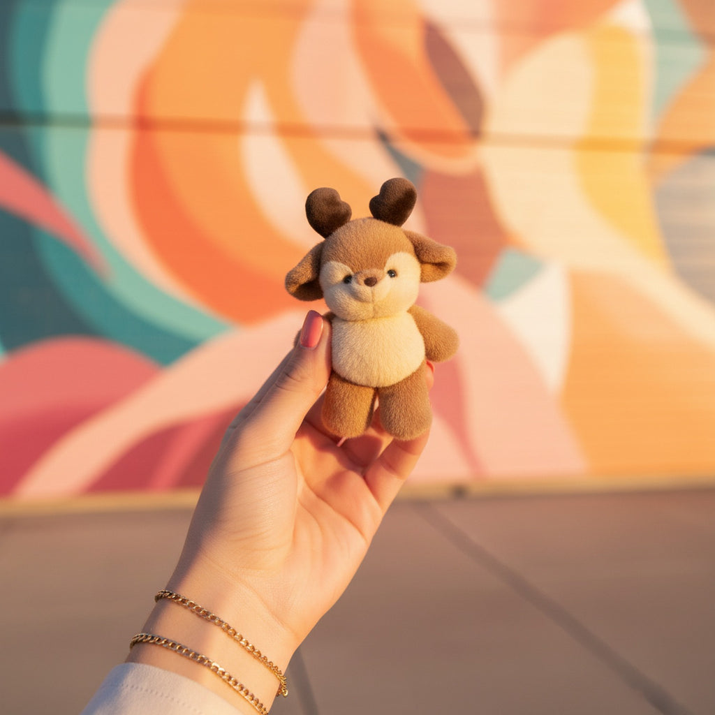 Adorable Brown Reindeer Plush Toy With Black Horns