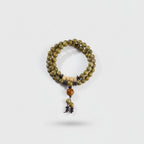 Wooden Beaded Bracelet With Amber Charm Tassel