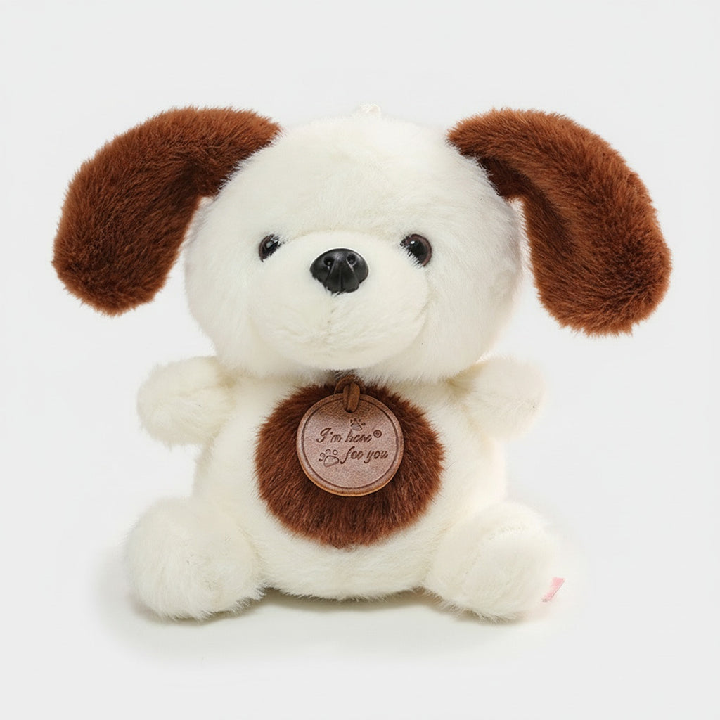 Cream And Brown Puppy Plush With Heart Charm