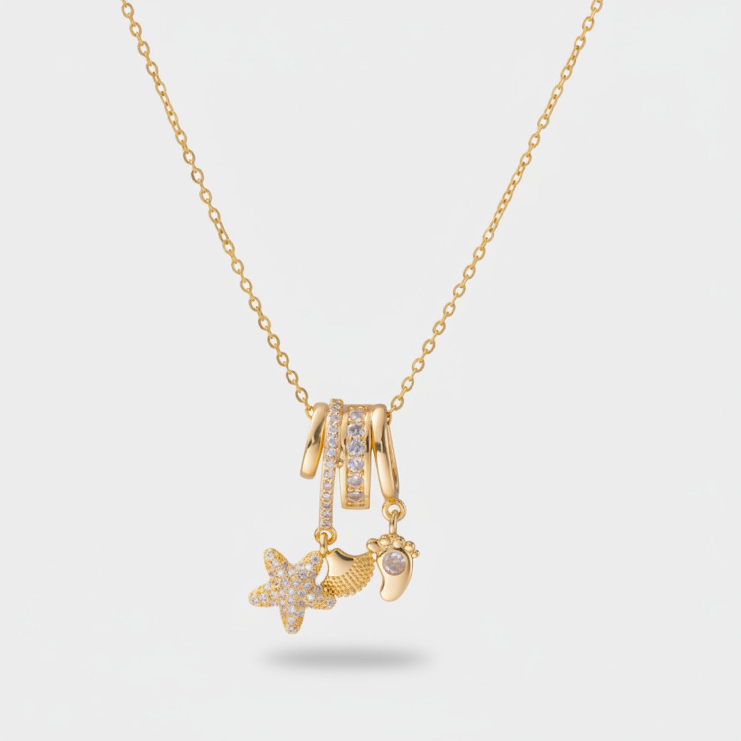 Gold Starfish Charm Pendant Necklace