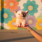 Adorable Pink Plush Pig Toy With Gray Face Patch