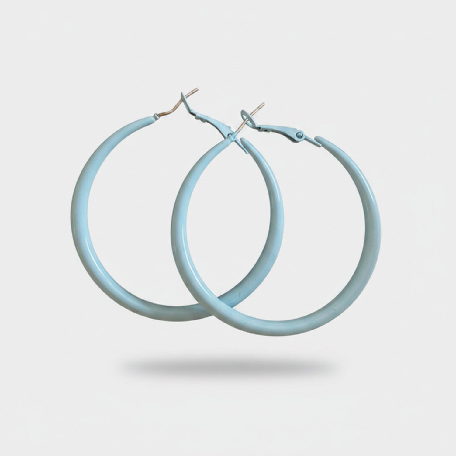 Pink Chunky Hoop Earrings with Metal Cross
