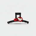 Red Flower Heart Claw Hair Clip
