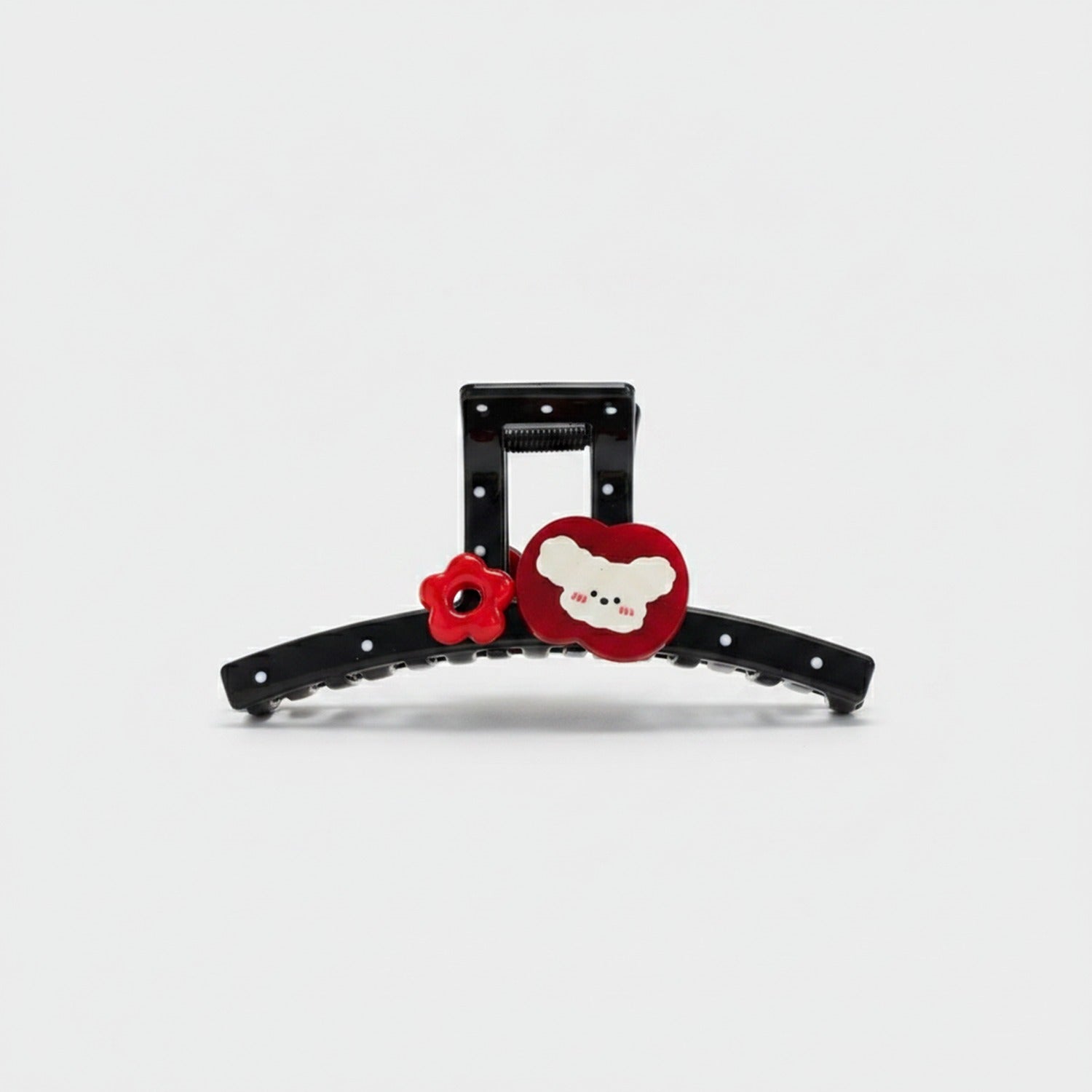 Red Flower Heart Claw Hair Clip
