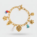 Chain Bracelet With Pearl Charm Charms - Gold Rainbow Charm – jewelry (view 1)