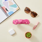 Pink Padded Headband With Floral Beaded Charms