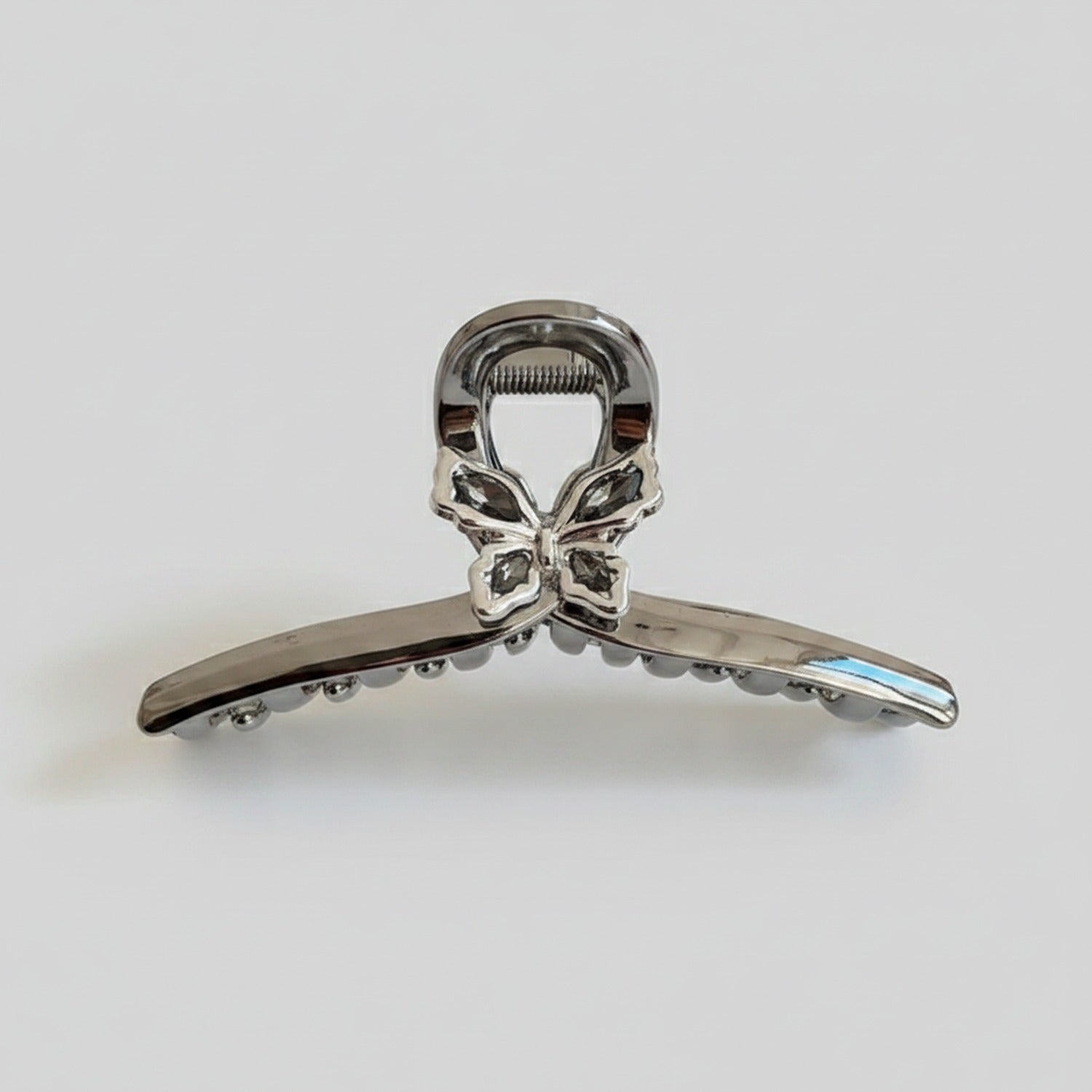 Silver Butterfly Beaded Hair Claw Clip