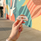 Cream Pink Leopard Print Hair Claw Clip