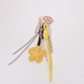 Yellow Flower Acrylic Keyring With Beaded Charm