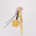 Yellow Flower Acrylic Keyring With Beaded Charm
