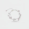 Pearl Beaded Double Strand Silver Bracelet