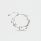 Pearl Beaded Double Strand Silver Bracelet