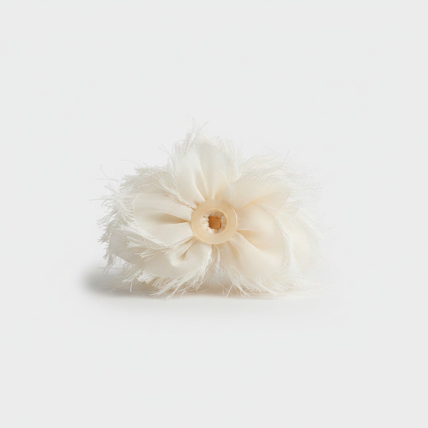 Cream Feather Flower Hair Claw Clip