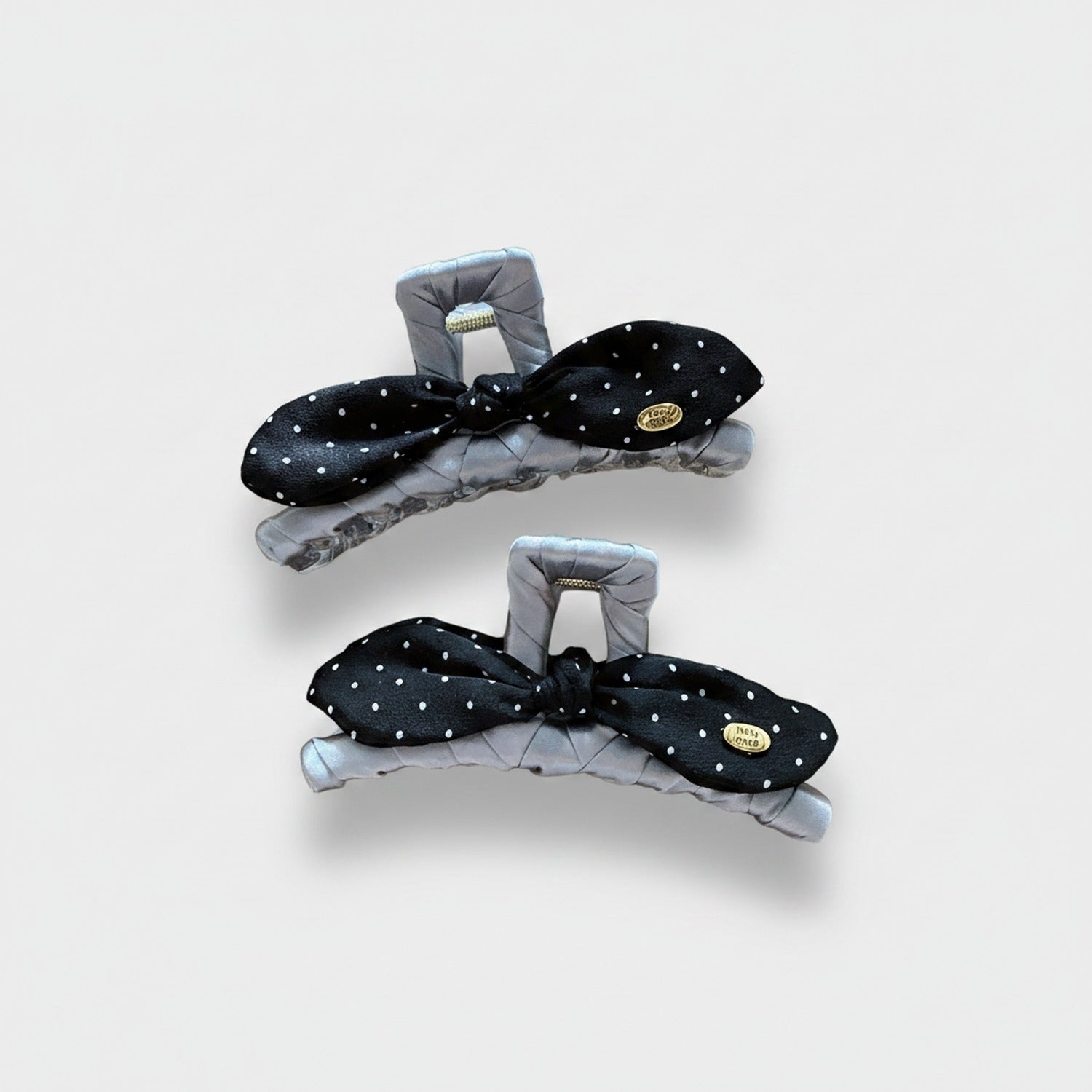 Black Polka Dot Bow Hair Claws Pair