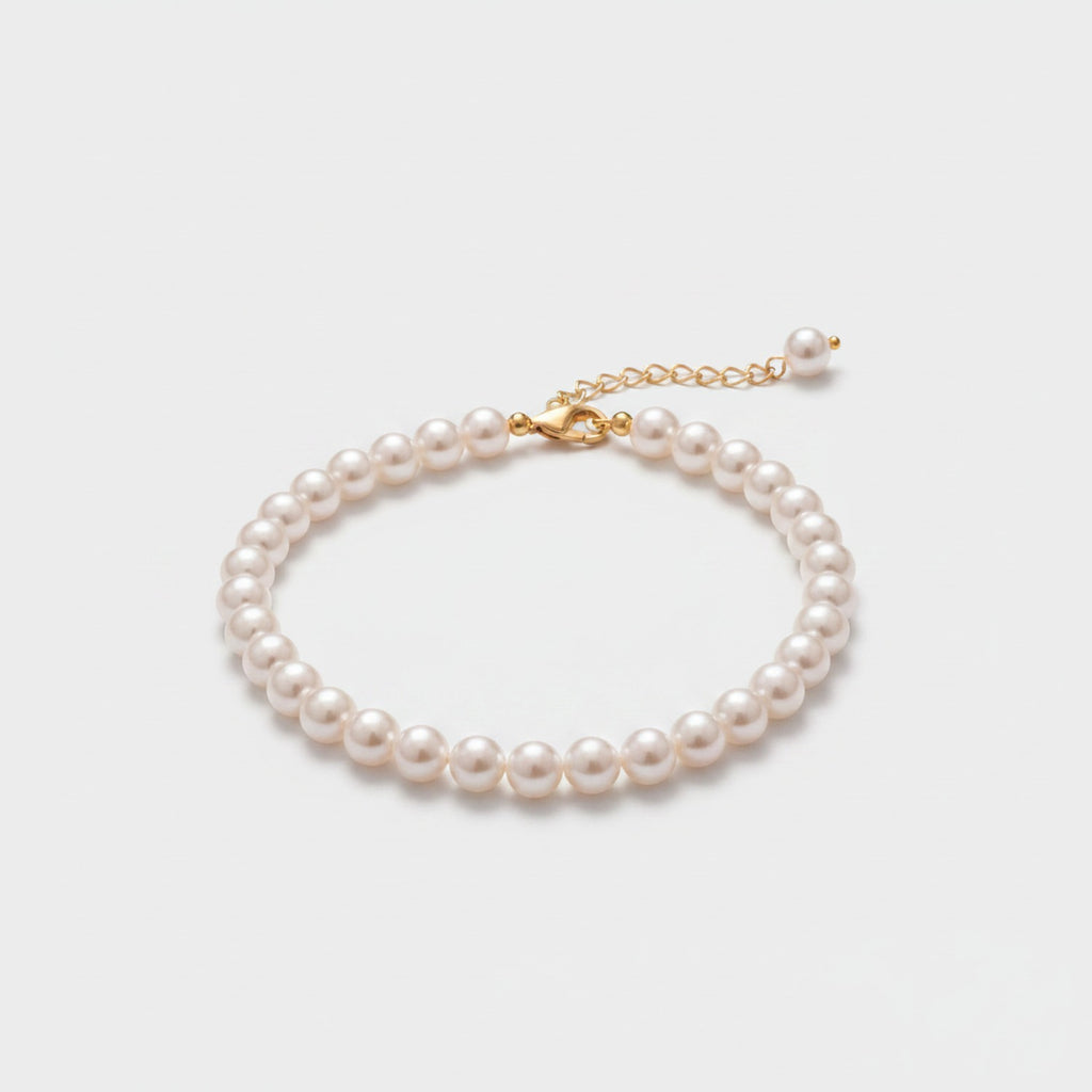 Pearl Beaded Gold Chain Bracelet