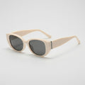 Cream Oval Sunglasses With Metal Bar Detail