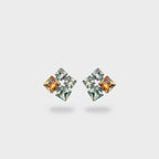 Multicolor Square Crystal Stud Earrings