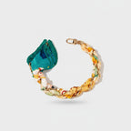 Chain Link Bracelet With Rose Charms - Orange Yellow 9 32cm with Clear Clip