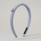 Blue Houndstooth Headband With Pearl Detail – hair accessories (view 1)