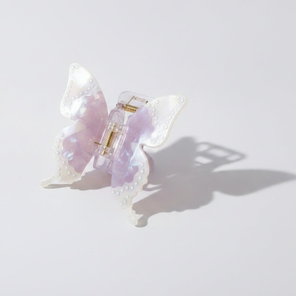 Butterfly Pearl Beaded Hair Claw Clip - Iridescent Purple 8.5cm – hair accessories (view 1)