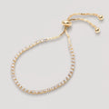 Cubic Zirconia Adjustable Tennis Bracelet - Gold White Diamond – jewelry (view 1)