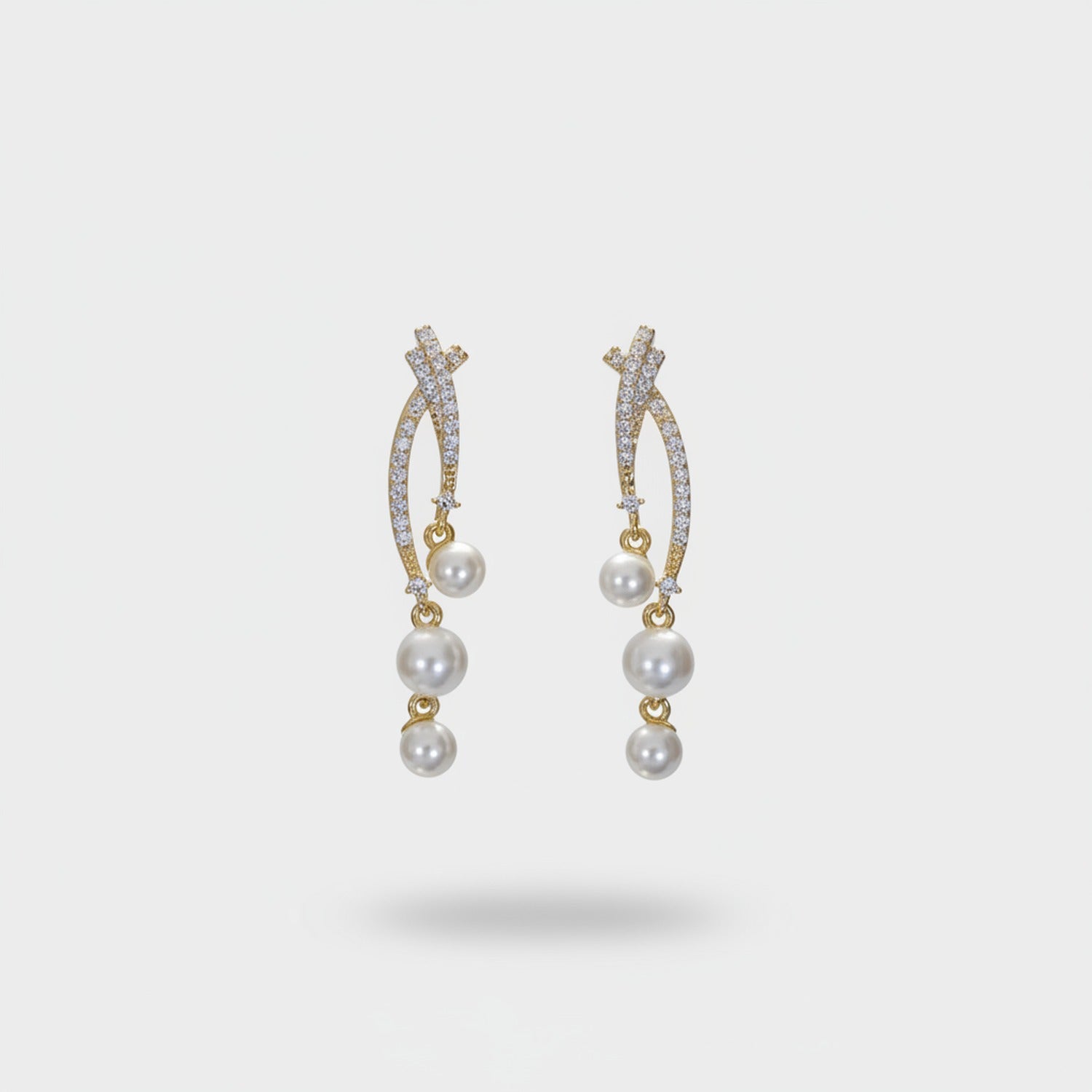 Pearl Drop Rhinestone Twist Earrings