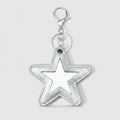 Star Cutout Leather Keychain Charm - Silver Star Keychain