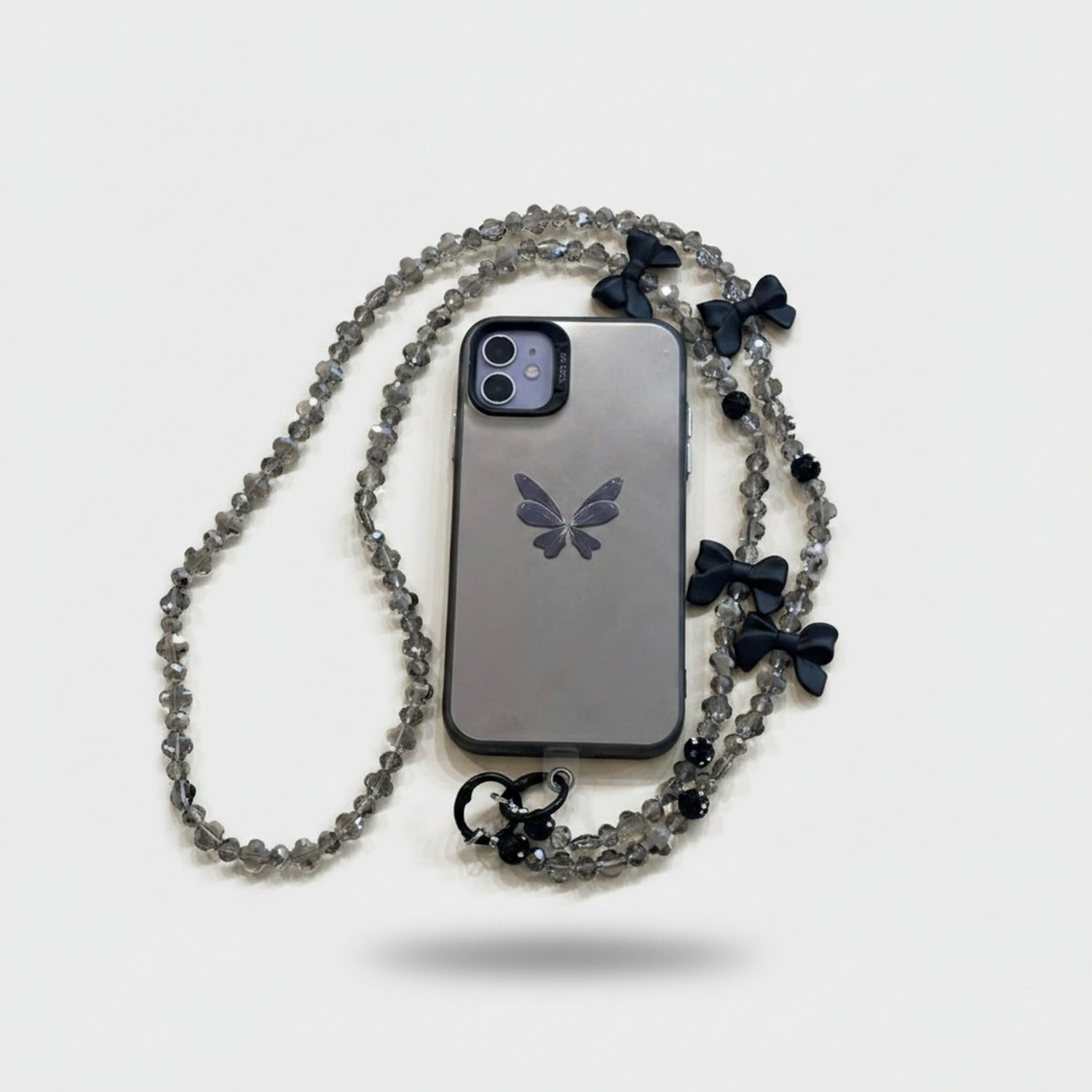 Pearl Beaded Phone Strap With Heart Charm