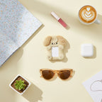 Fluffy Cream Bunny Phone Charm With Mirror