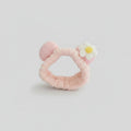 Fuzzy Pink Daisy Flower Hair Scrunchie