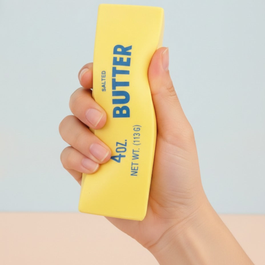 Yellow Salted Butter Stick Novelty Toy - squeeze in hand