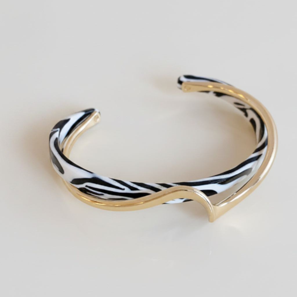 Zebra Stripe Gold Cuff Bracelet – jewelry (view 1)