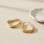 Twisted Textured Hoop Earrings - Gold
