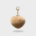 Beige Fuzzy Heart Pom Pom Keychain